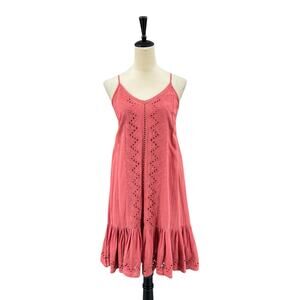 House of Harlow 1960 Mauve Pink Flowy V-Neck Eyelet Design Dress